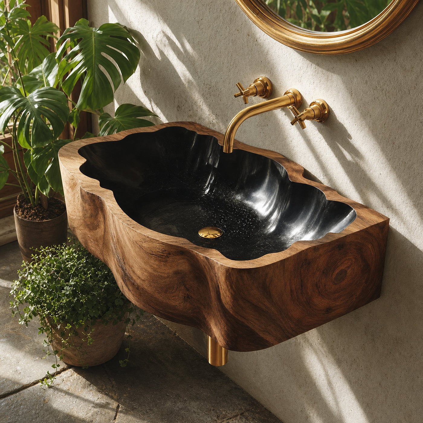 Mid Century Solid Wood Vanity Sink For Bathroom Interior Furniture Decor