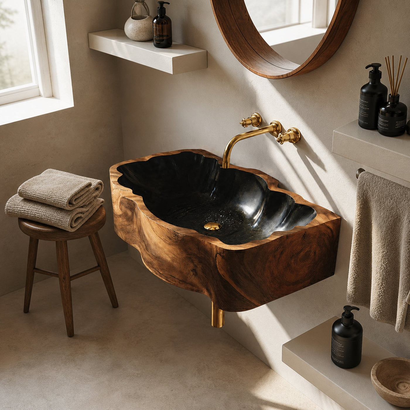 Mid Century Solid Wood Vanity Sink For Bathroom Interior Furniture Decor - product view 6