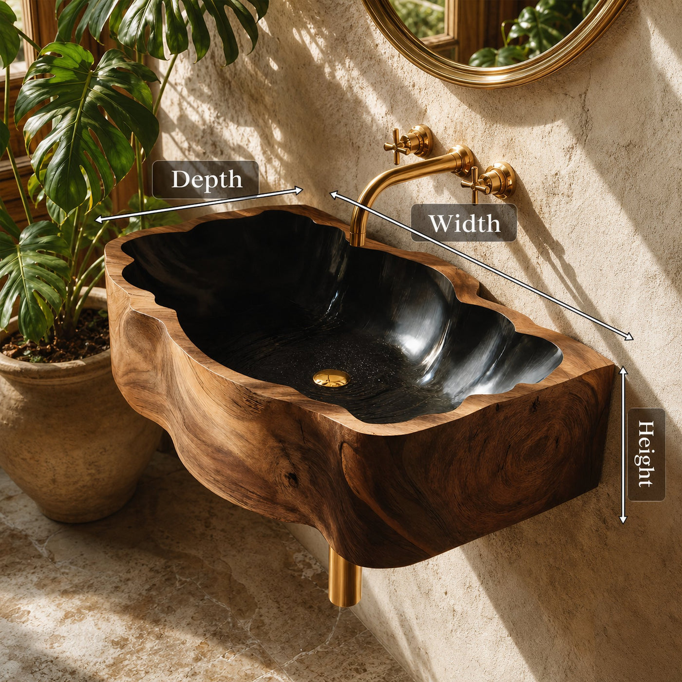Mid Century Solid Wood Vanity Sink For Bathroom Interior Furniture Decor - product view 8