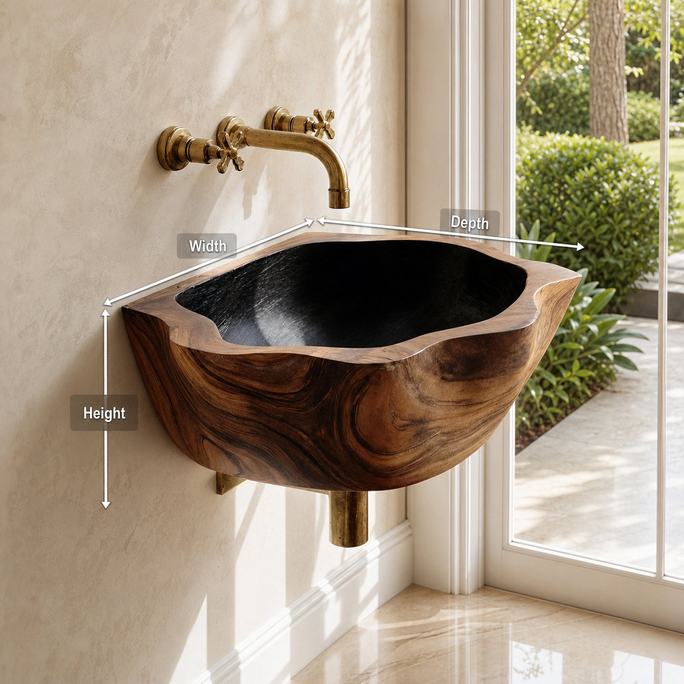 Mid Century Solid Wood Vanity Sink For Bathroom Storage Furniture Decor - product view 8