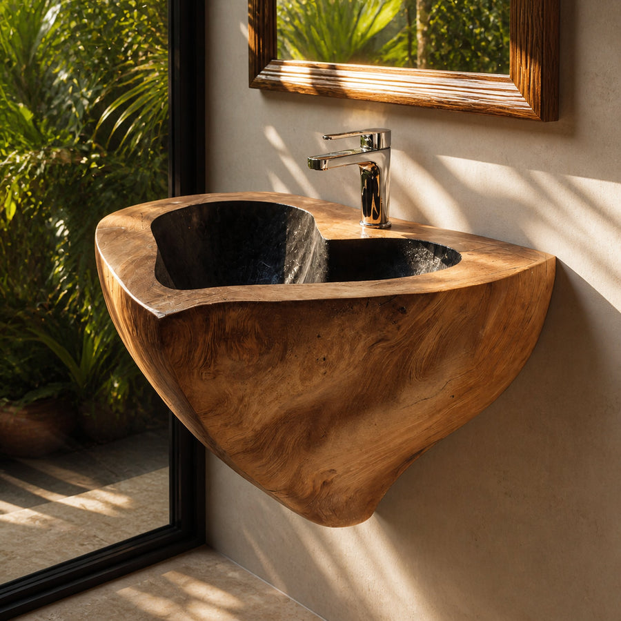 Mid Century Solid Wood Vanity Sink For Modern Bathroom Furniture Decor