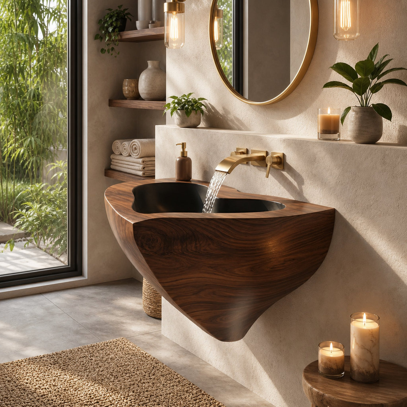 Mid Century Solid Wood Vanity Sink For Modern Bathroom Furniture Decor - product view 7