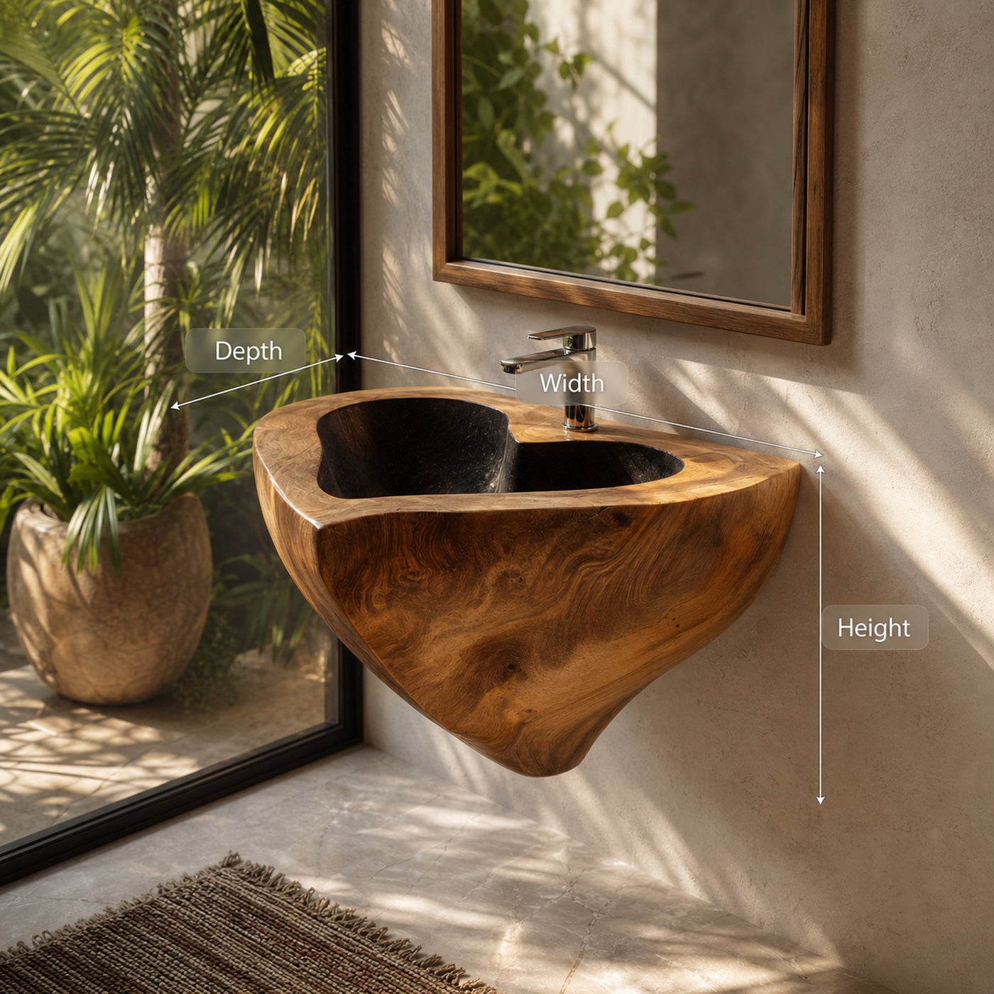 Mid Century Solid Wood Vanity Sink For Modern Bathroom Furniture Decor - product view 8