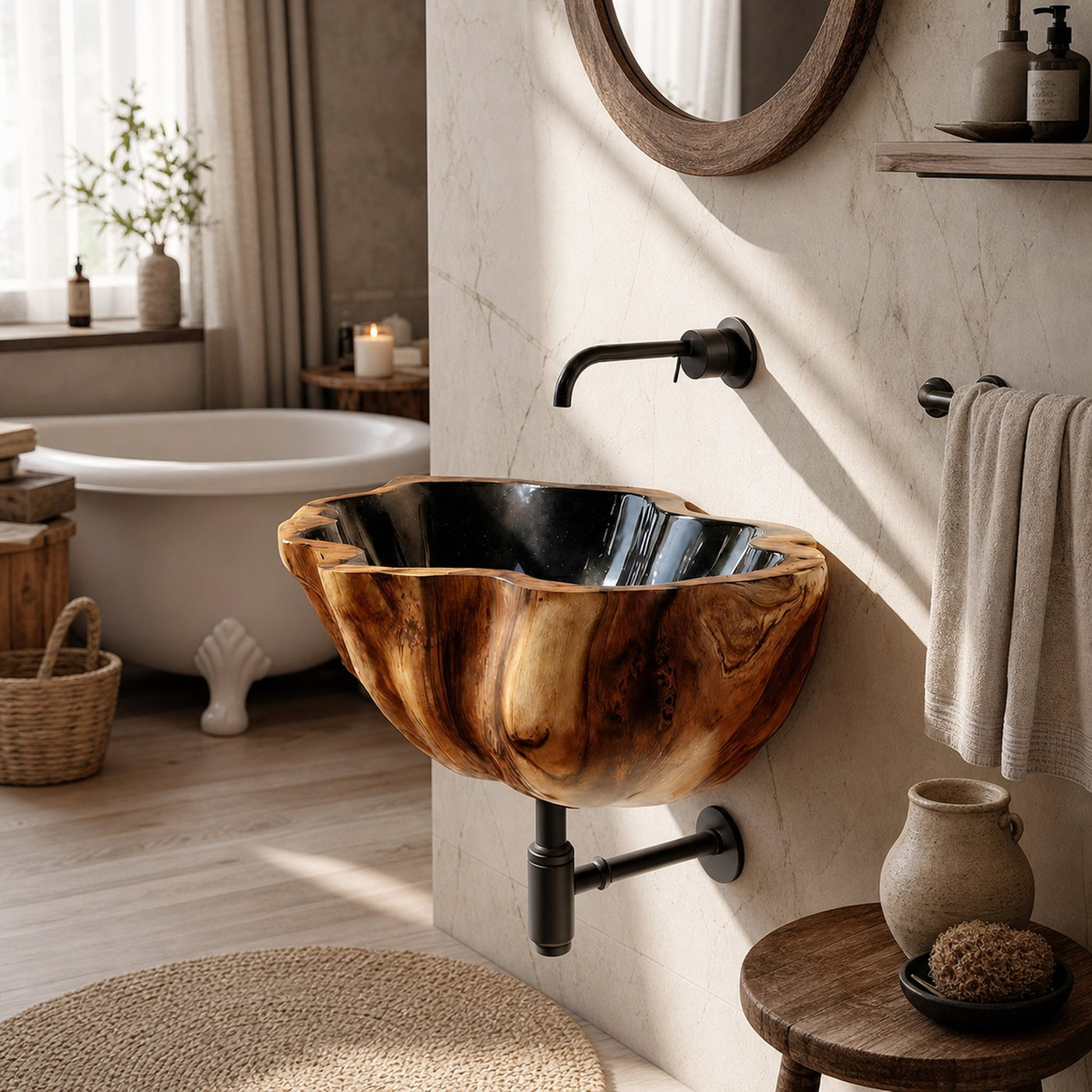 Mid Century Solid Wood Wash Basin For Custom Furniture Decor Design - product view 6