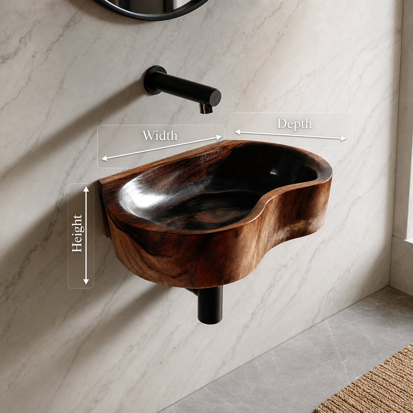 Mid Century Solid Wood Wash Basin For Elegant Bathroom Furniture Decor - product view 8