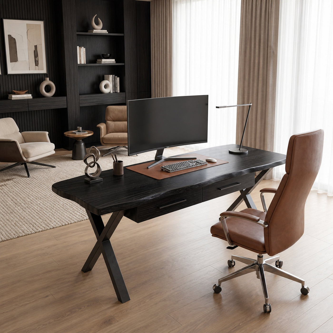 Mid Century Study Table For Reading Room - product view 7