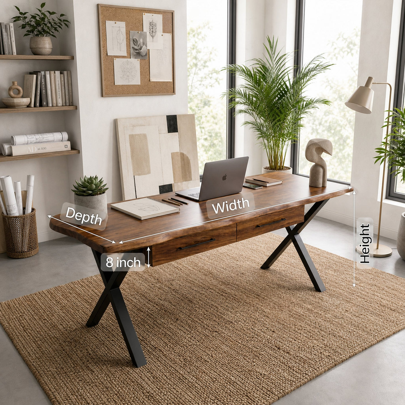Mid Century Study Table For Reading Room - product view 8