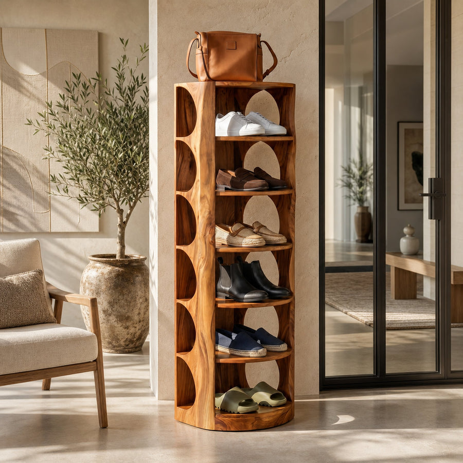 Mid Century Vertical Shoe Rack For Hallway Closet Placement