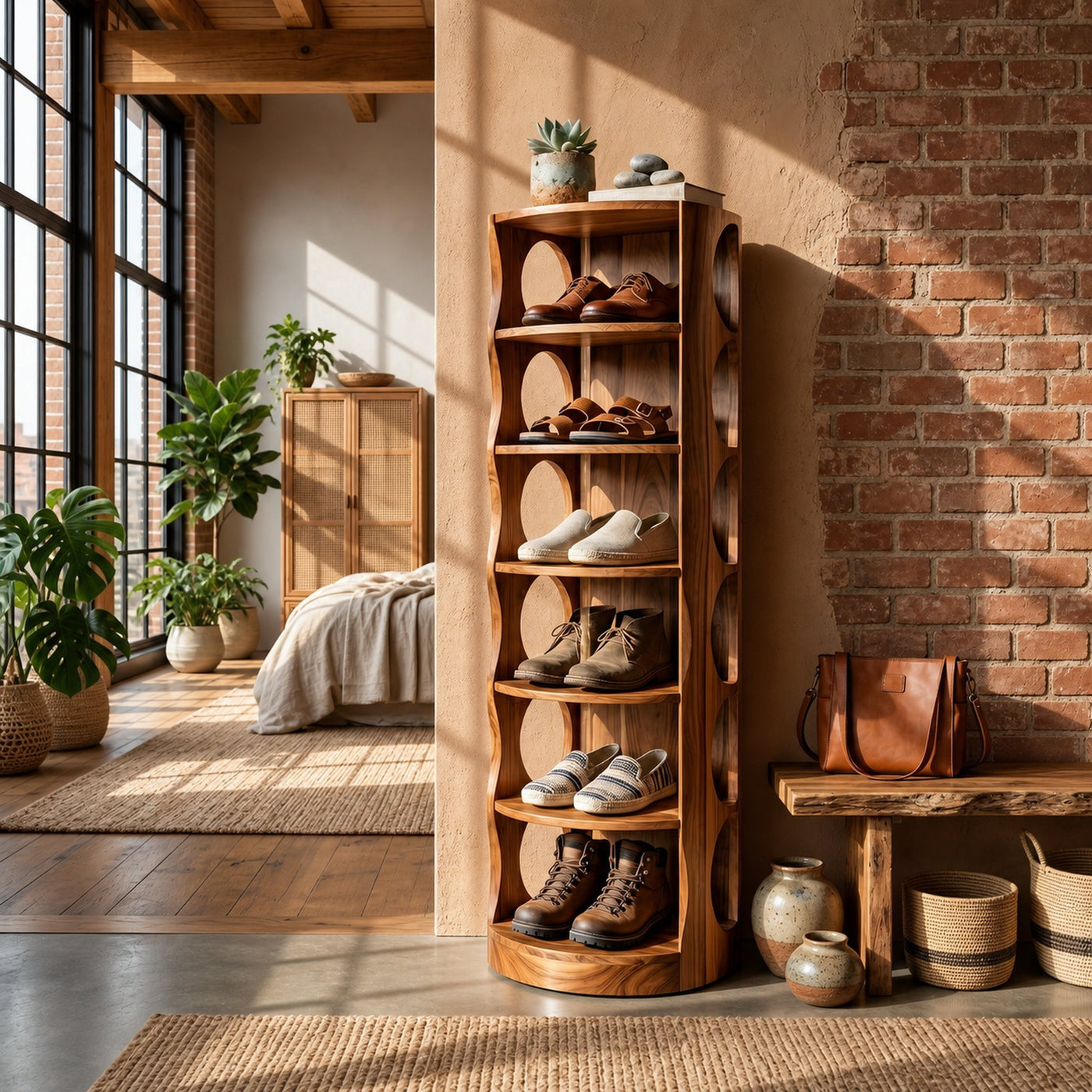 Mid Century Vertical Shoe Rack For Hallway Closet Placement - product view 6