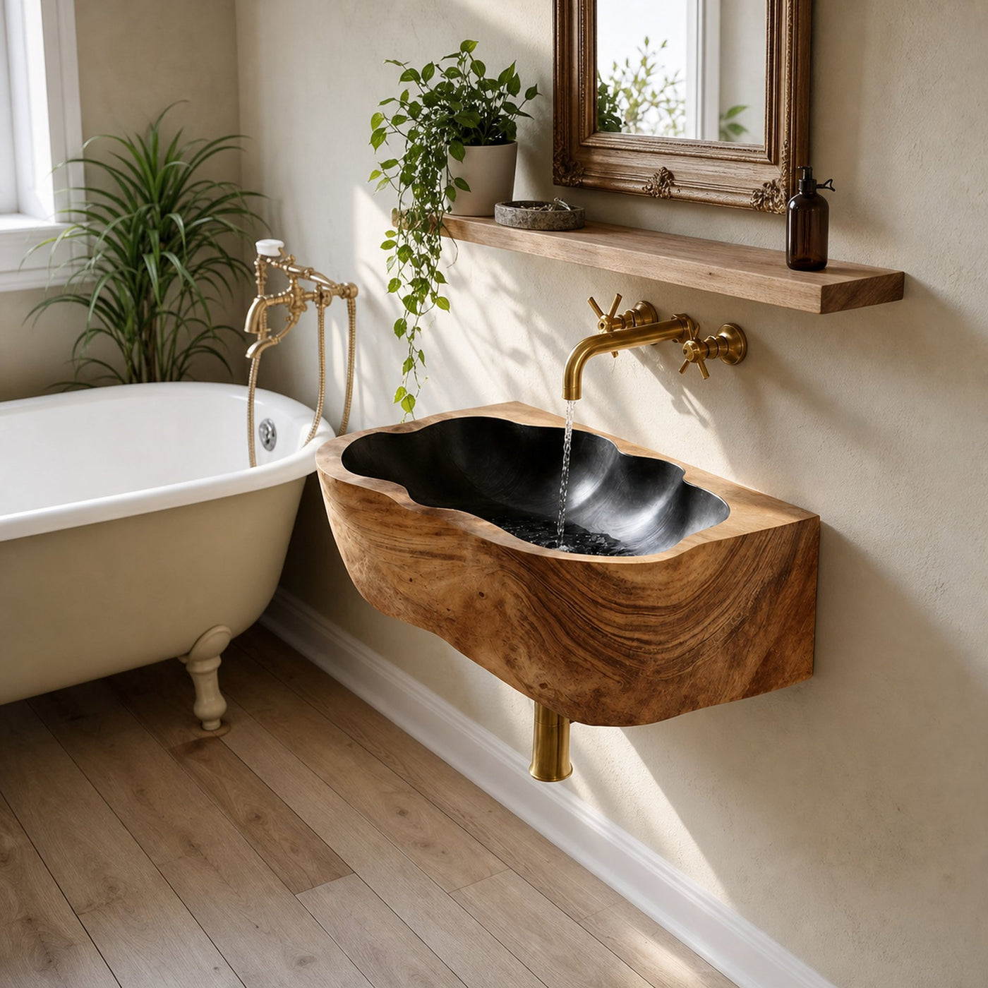 Mid Century Wall Mounted Wooden Bathroom Sink For Designer Bathroom Decor - product view 6