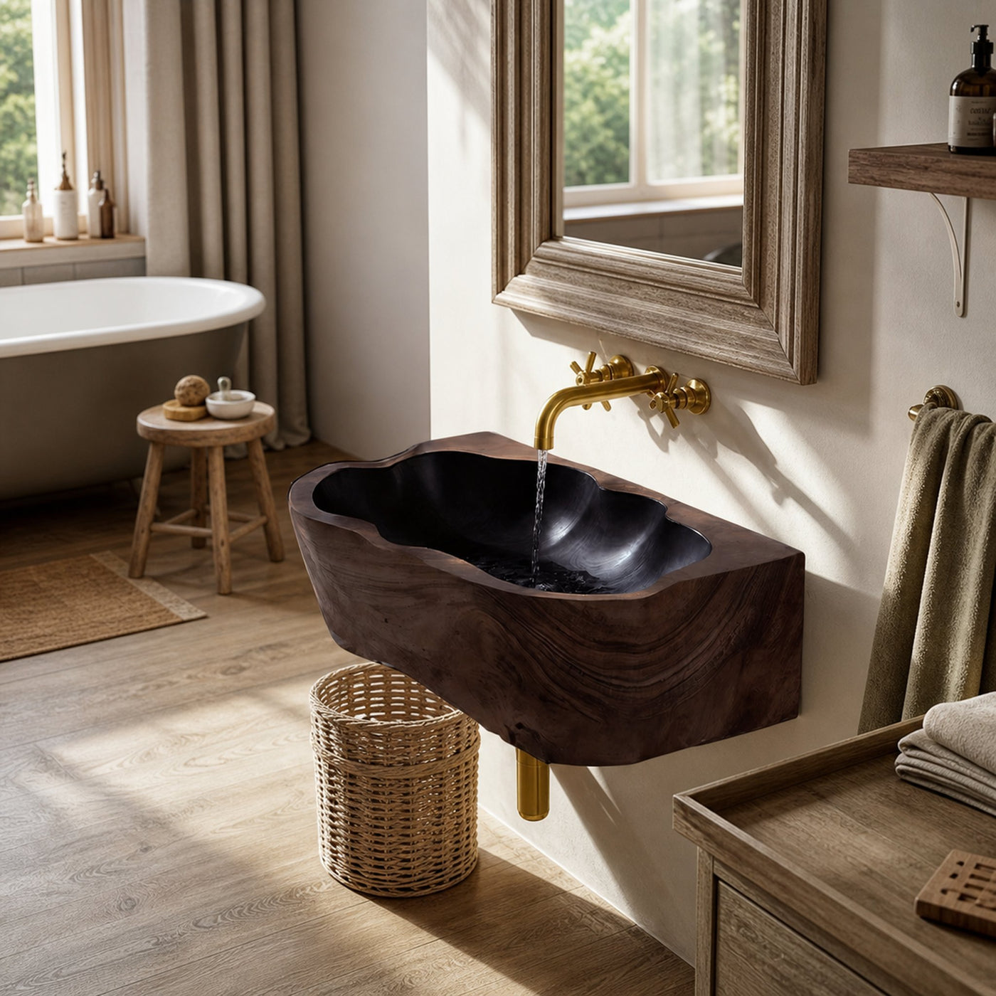Mid Century Wall Mounted Wooden Bathroom Sink For Designer Bathroom Decor - product view 7