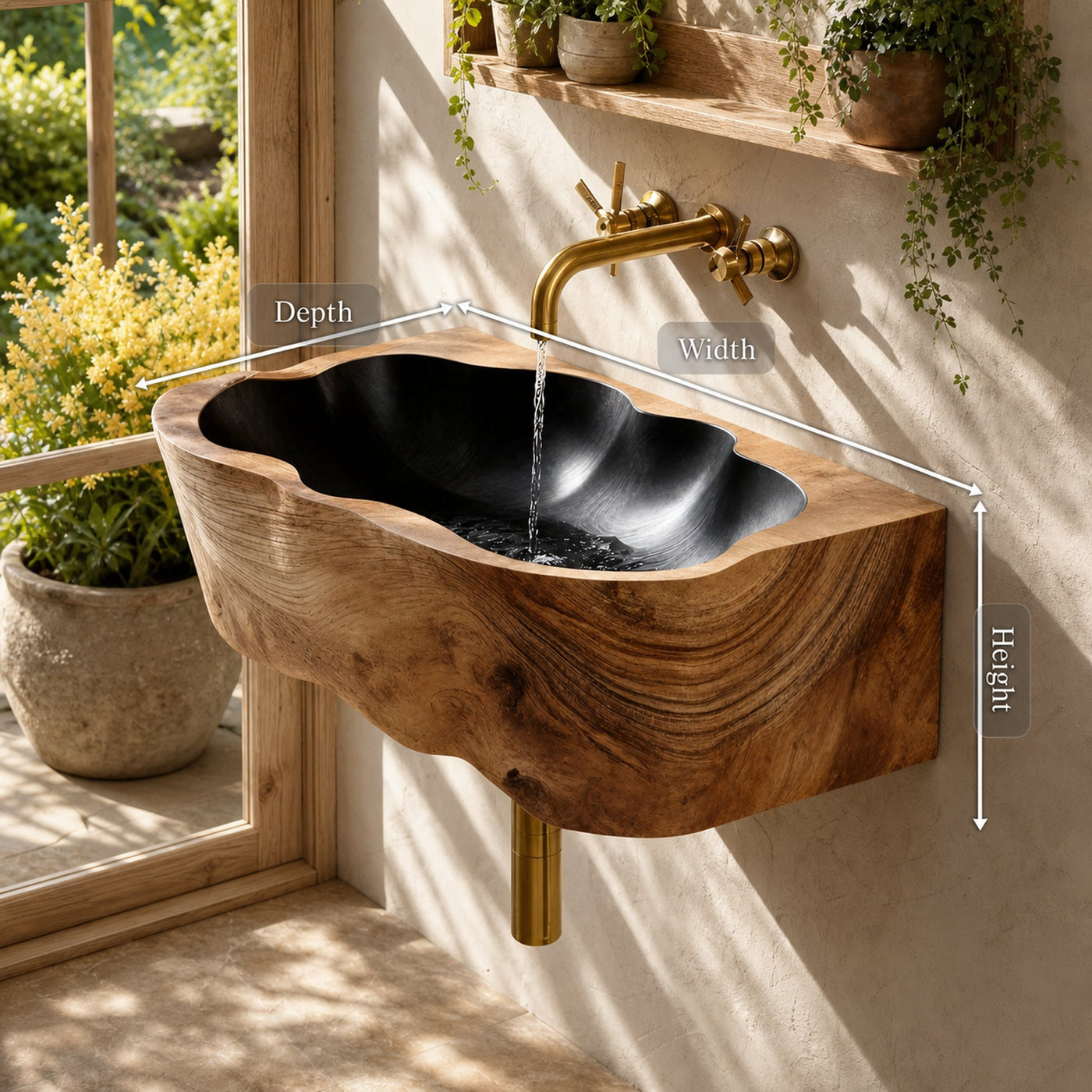 Mid Century Wall Mounted Wooden Bathroom Sink For Designer Bathroom Decor - product view 8