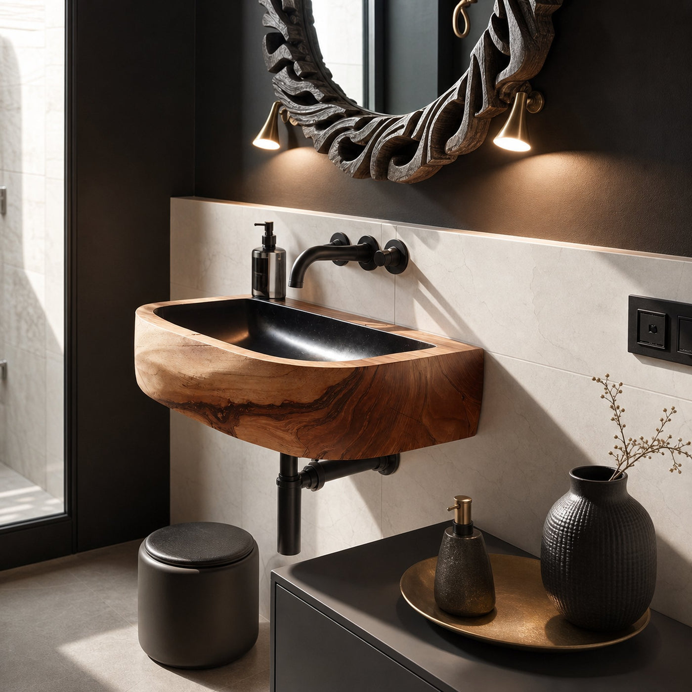 Mid Century Wall Mounted Wooden Bathroom Sink For Modern Bathroom Decor - product view 6
