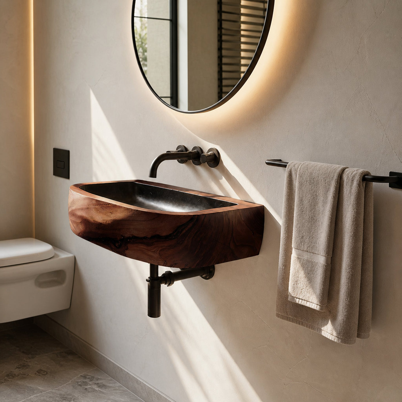 Mid Century Wall Mounted Wooden Bathroom Sink For Modern Bathroom Decor - product view 7