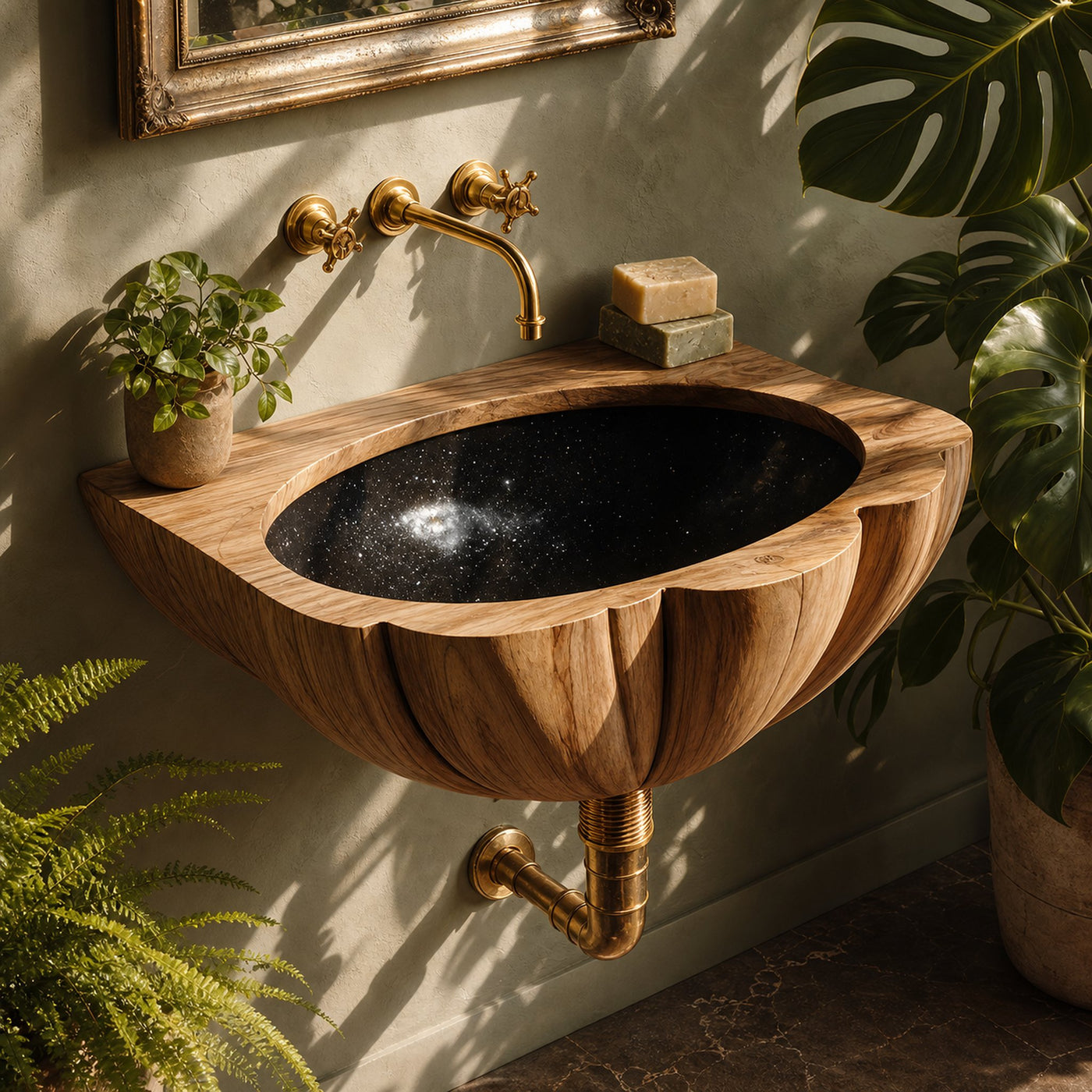Mid Century Wall Mounted Wooden Bathroom Sink For Stylish Bathroom Decor