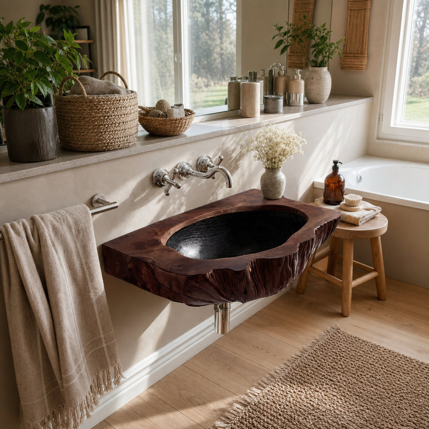 Mid Century Wall Mounted Wooden Bathroom Sink For Unique Bathroom Decor - product view 7