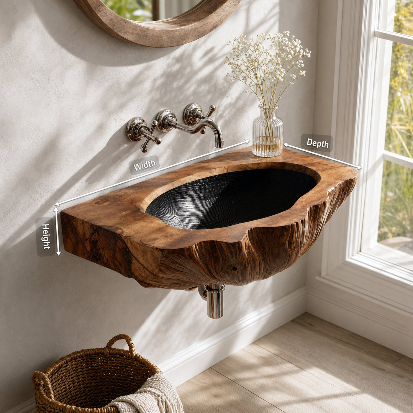Mid Century Wall Mounted Wooden Bathroom Sink For Unique Bathroom Decor - product view 8
