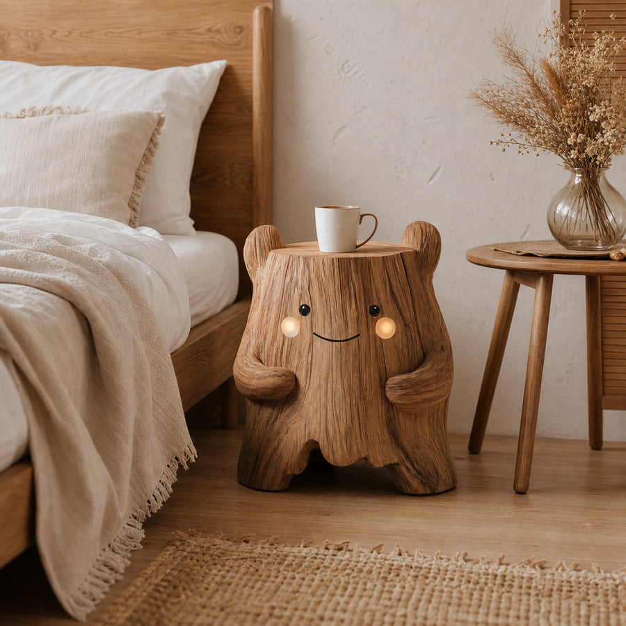 Mid Century Wood Side Table For Small Bedroom Spaces