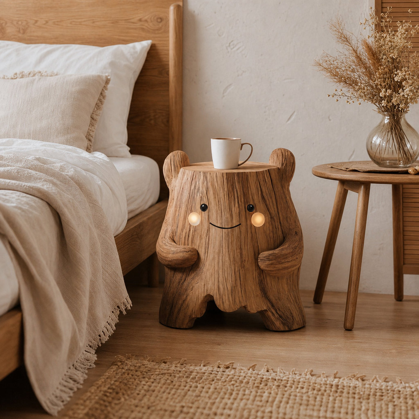 Mid Century Wood Side Table For Small Bedroom Spaces