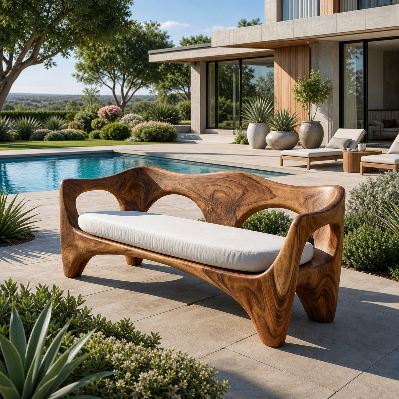 Mid Century Wood Sofa Sculptural Frame For Patio - product view 6