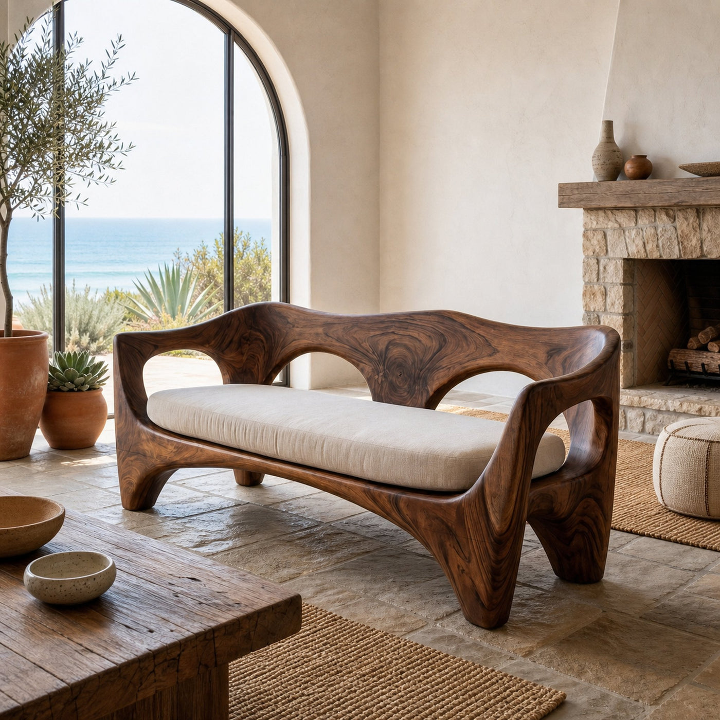 Mid Century Wood Sofa Sculptural Frame For Patio - product view 7