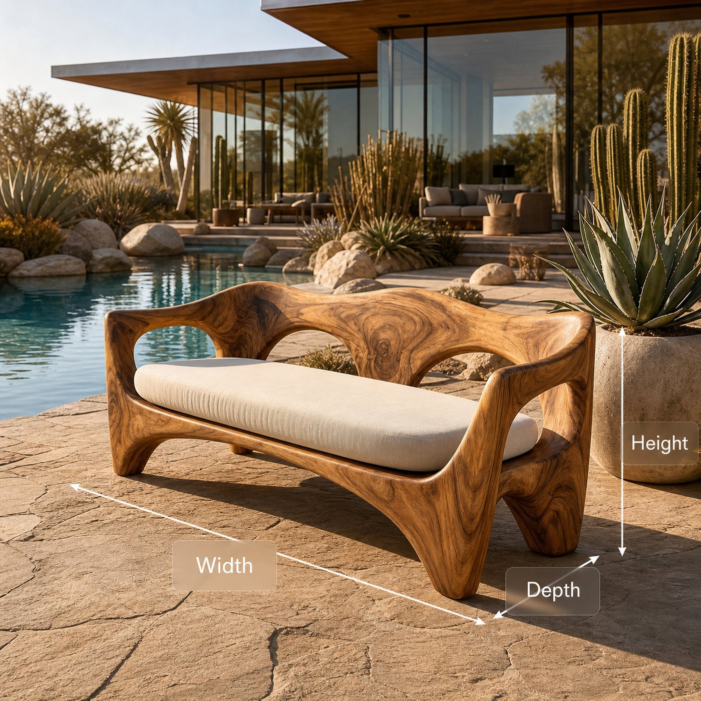 Mid Century Wood Sofa Sculptural Frame For Patio - product view 8