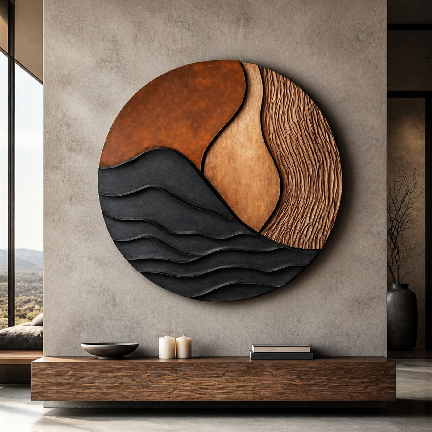 Mid Century Wood Wall Art For Bedroom Modern Home Decor