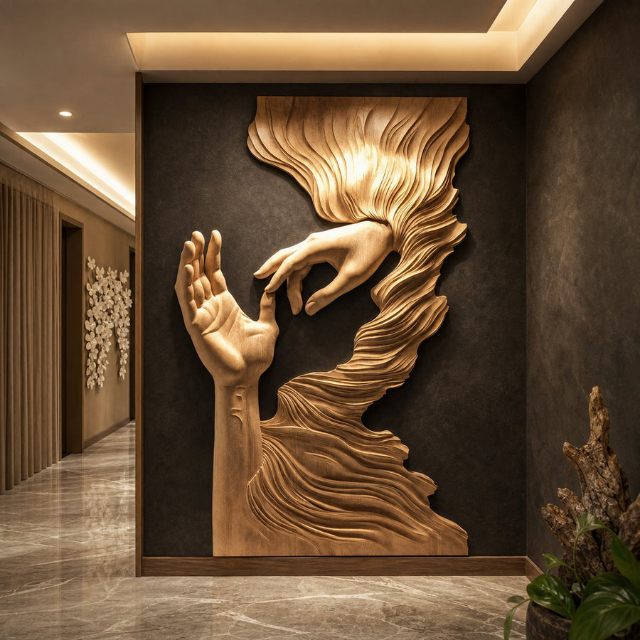 Mid Century Wood Wall Sculpture For Bedroom Accent Wall