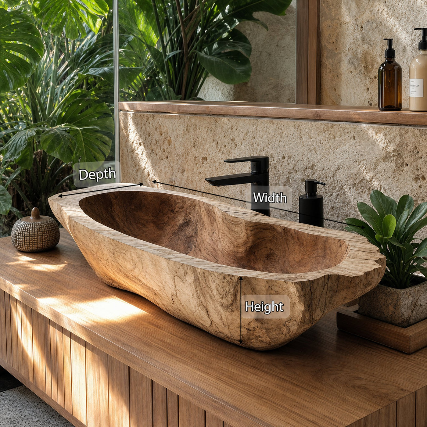 Mid Century Wood Wash Basin For Bathroom Interior Design - product view 6