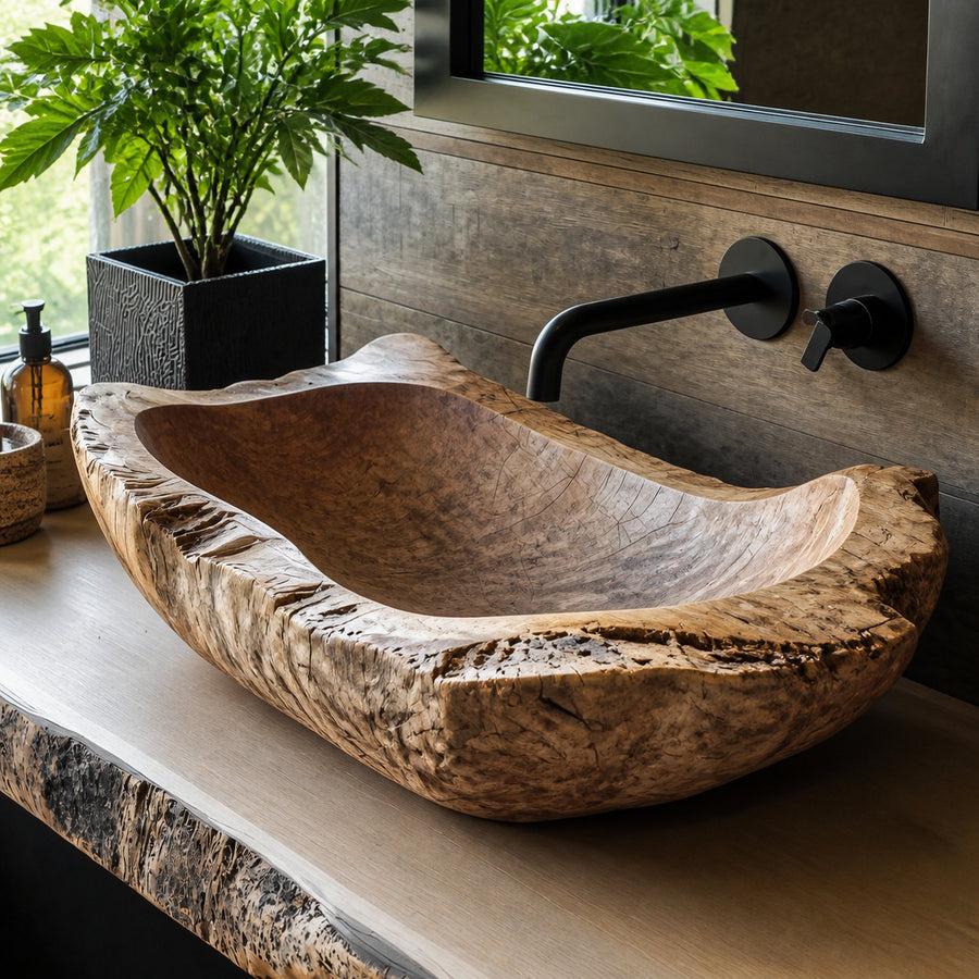 Mid Century Wood Wash Basin For Luxury Bathroom Furniture