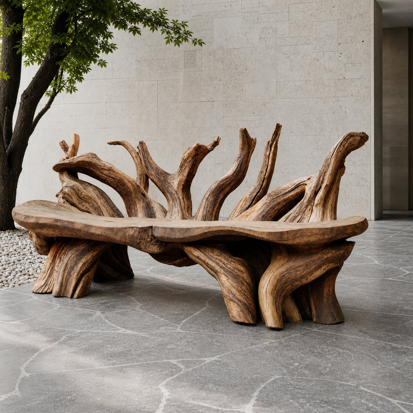Mid Century Wooden Bench Outdoor Decor For Sleek Exteriors