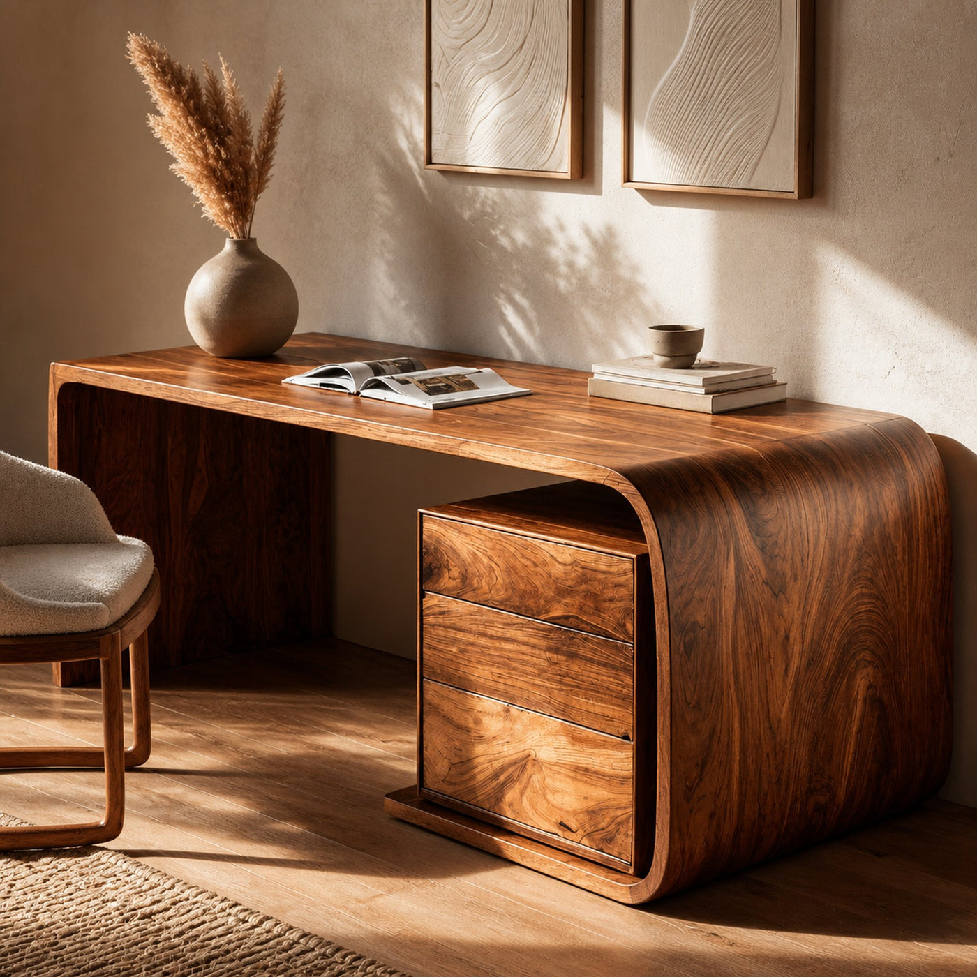 Mid Century Wooden Desk With Integrated Drawer For Home Study - product view 6