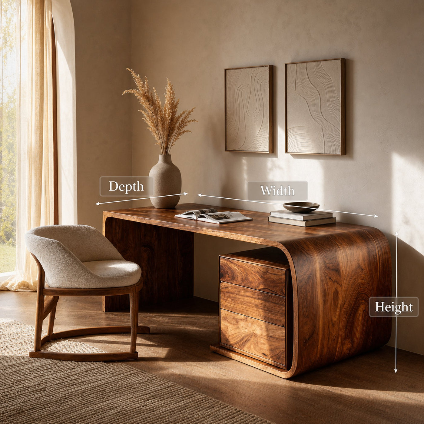 Mid Century Wooden Desk With Integrated Drawer For Home Study - product view 7