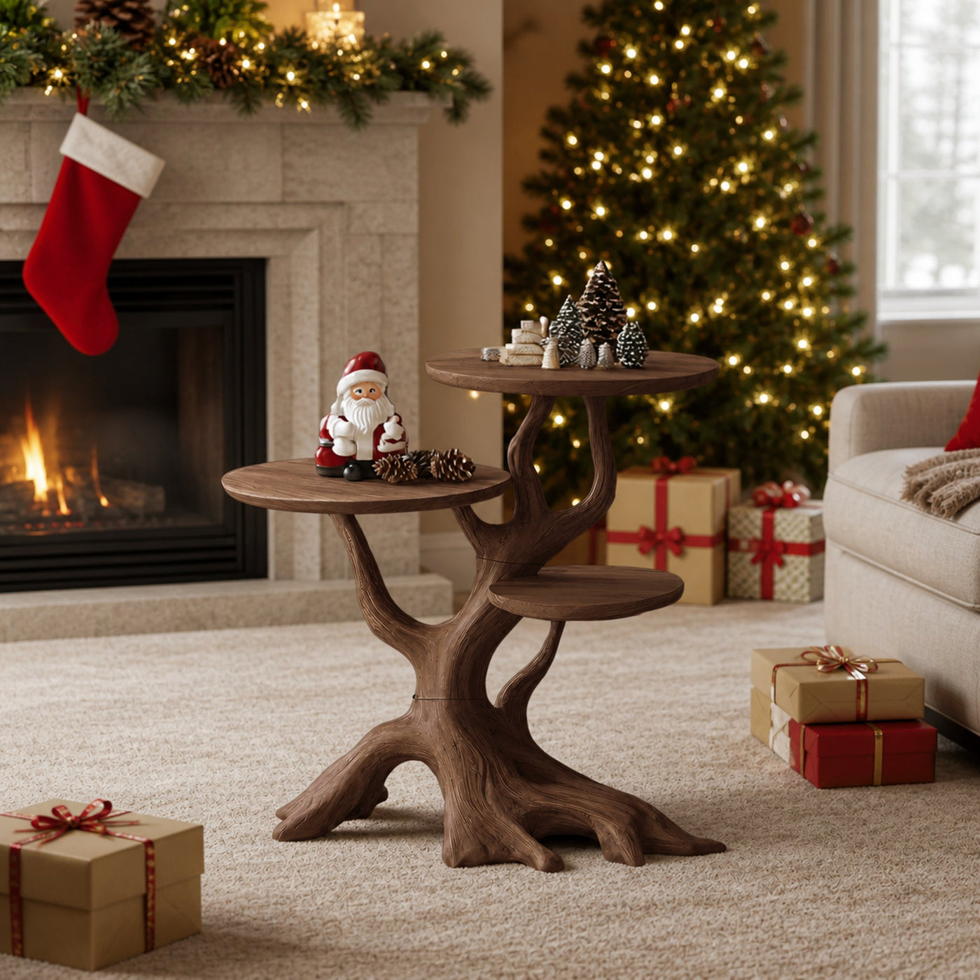 Mid Century Wooden End Table For Living Room Christmas Decor - product view 7