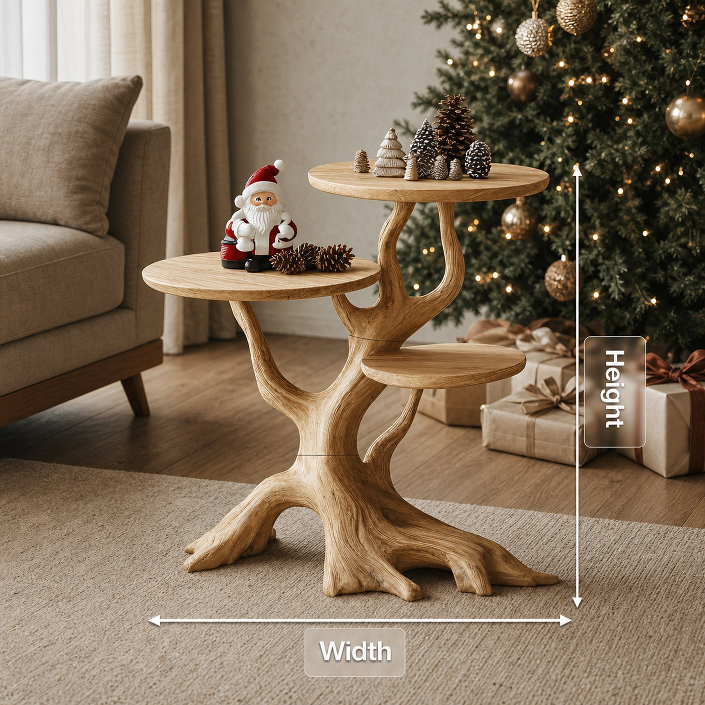 Mid Century Wooden End Table For Living Room Christmas Decor - product view 8