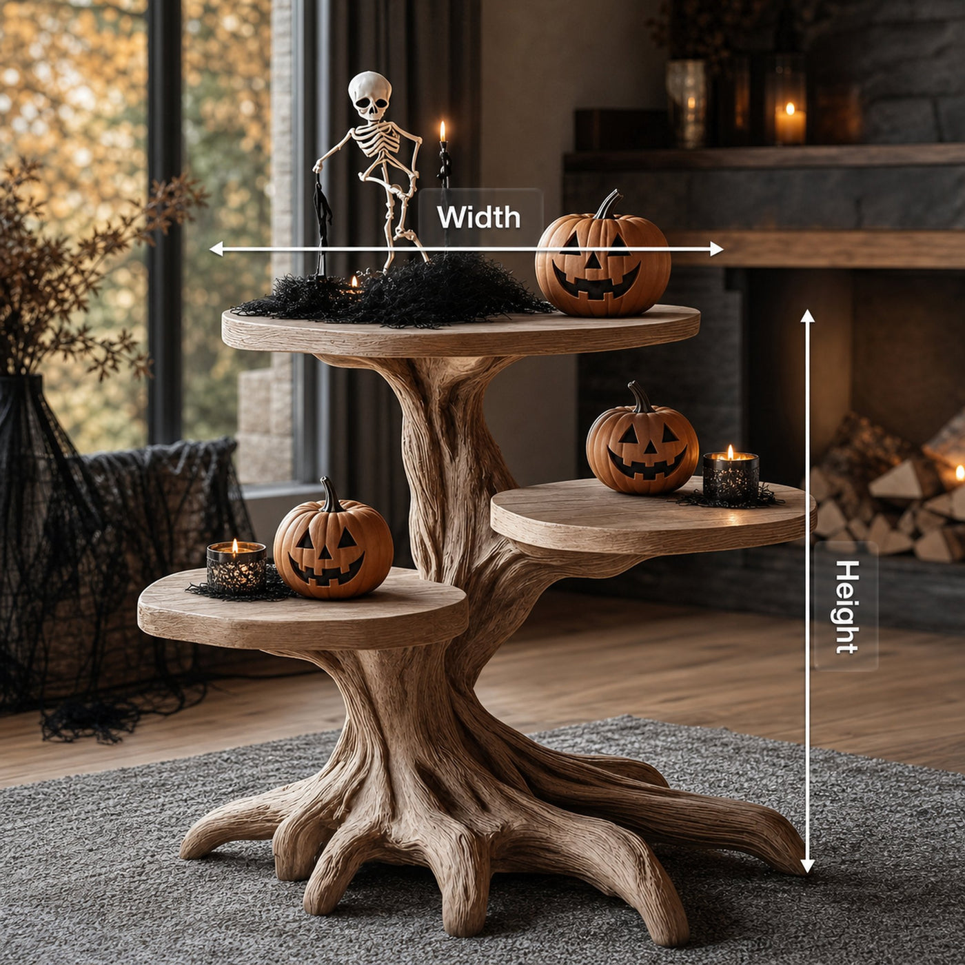 Mid Century Wooden End Table For Living Room Spooky Halloween Decor - product view 8