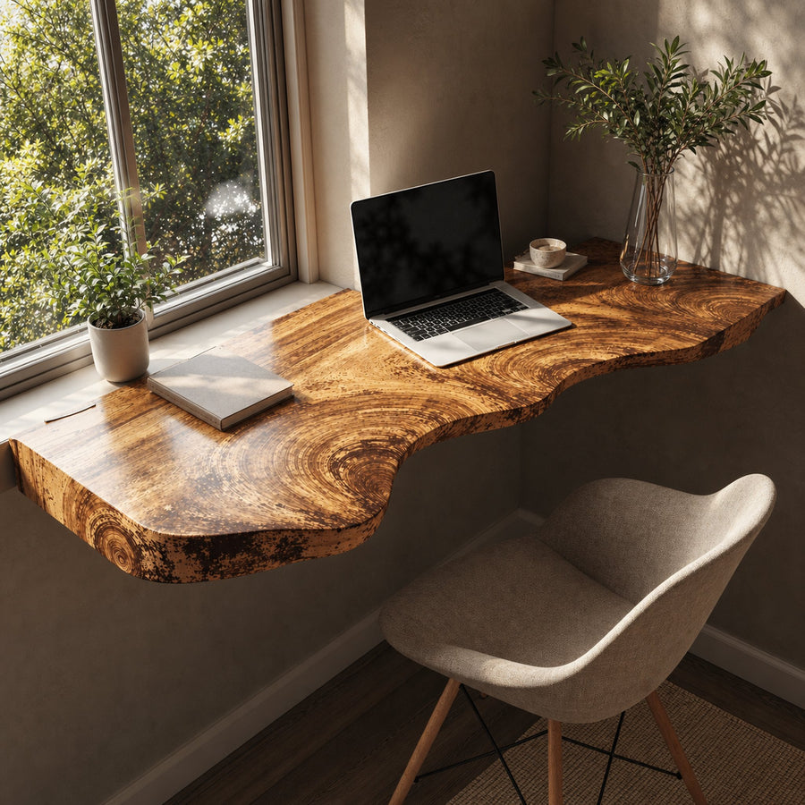 Mid Century Wooden Floating Table For Living Room Decor