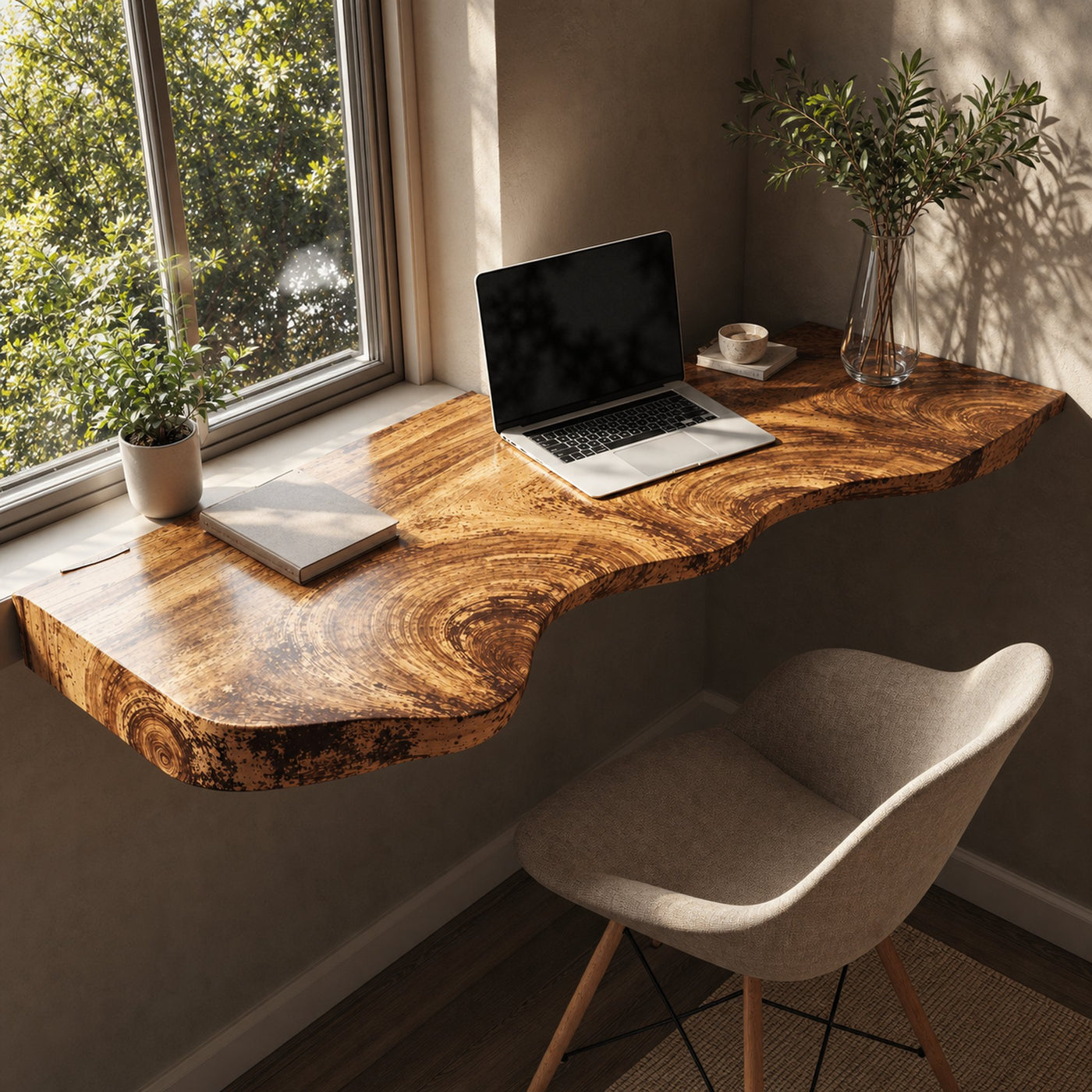 Mid Century Wooden Floating Table For Living Room Decor