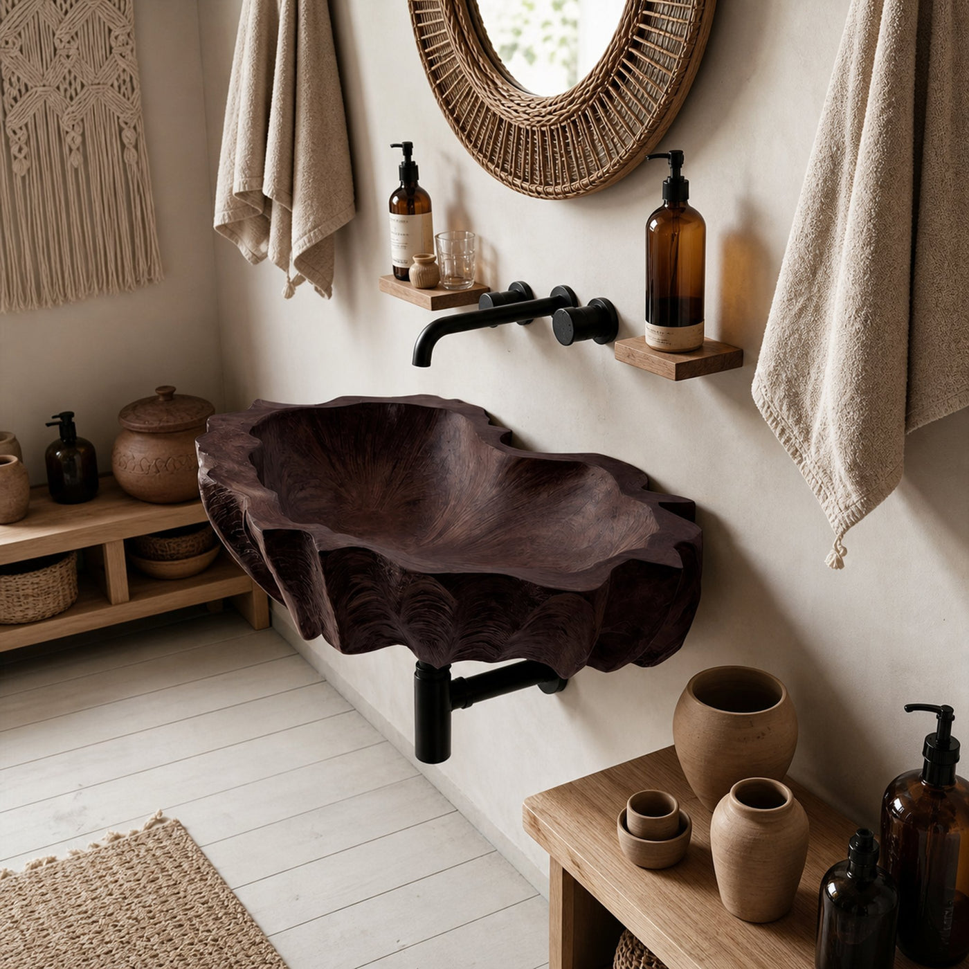 Mid Century Wooden Live Edge Wood Basin For Bedroom Interior Decor - product view 7