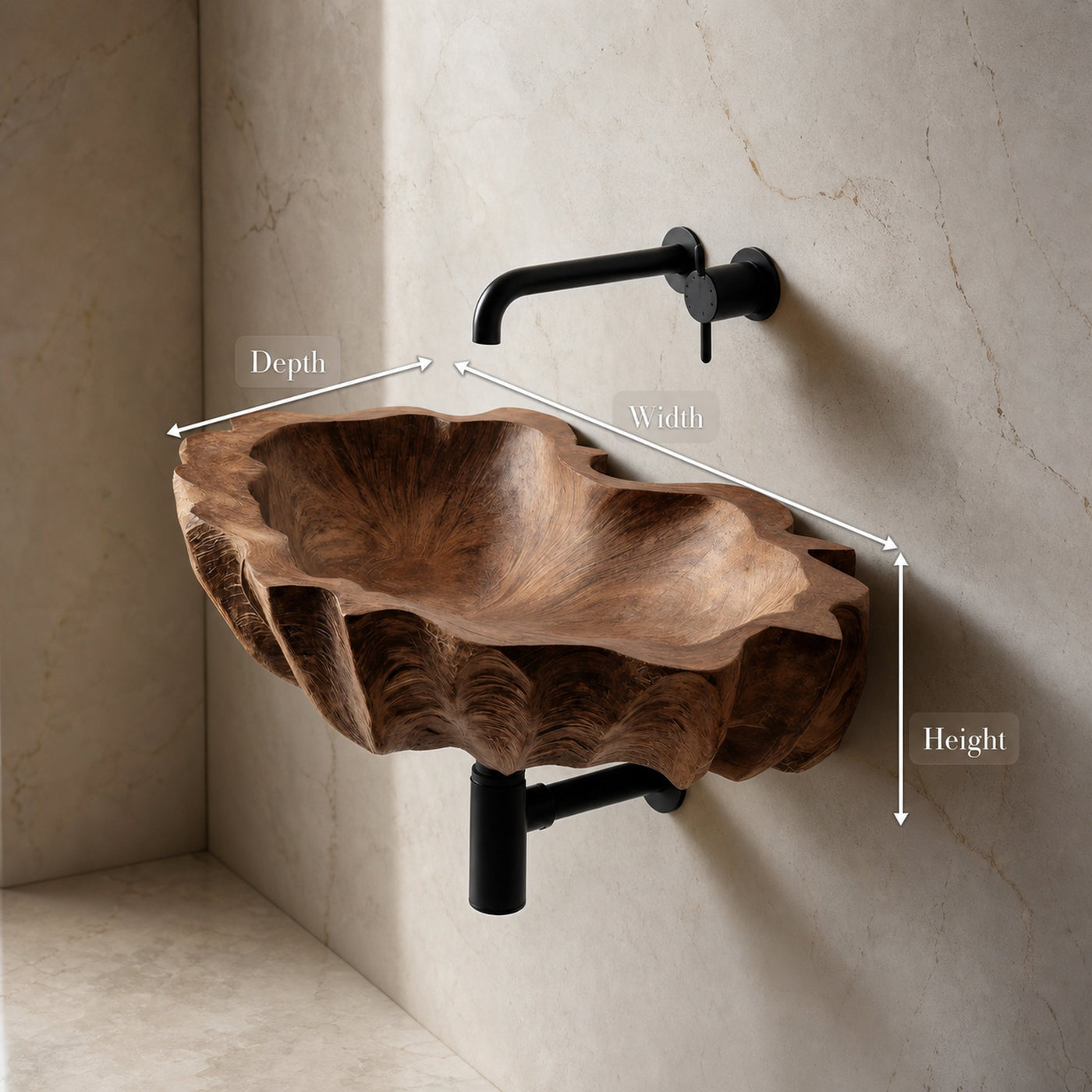 Mid Century Wooden Live Edge Wood Basin For Bedroom Interior Decor - product view 8