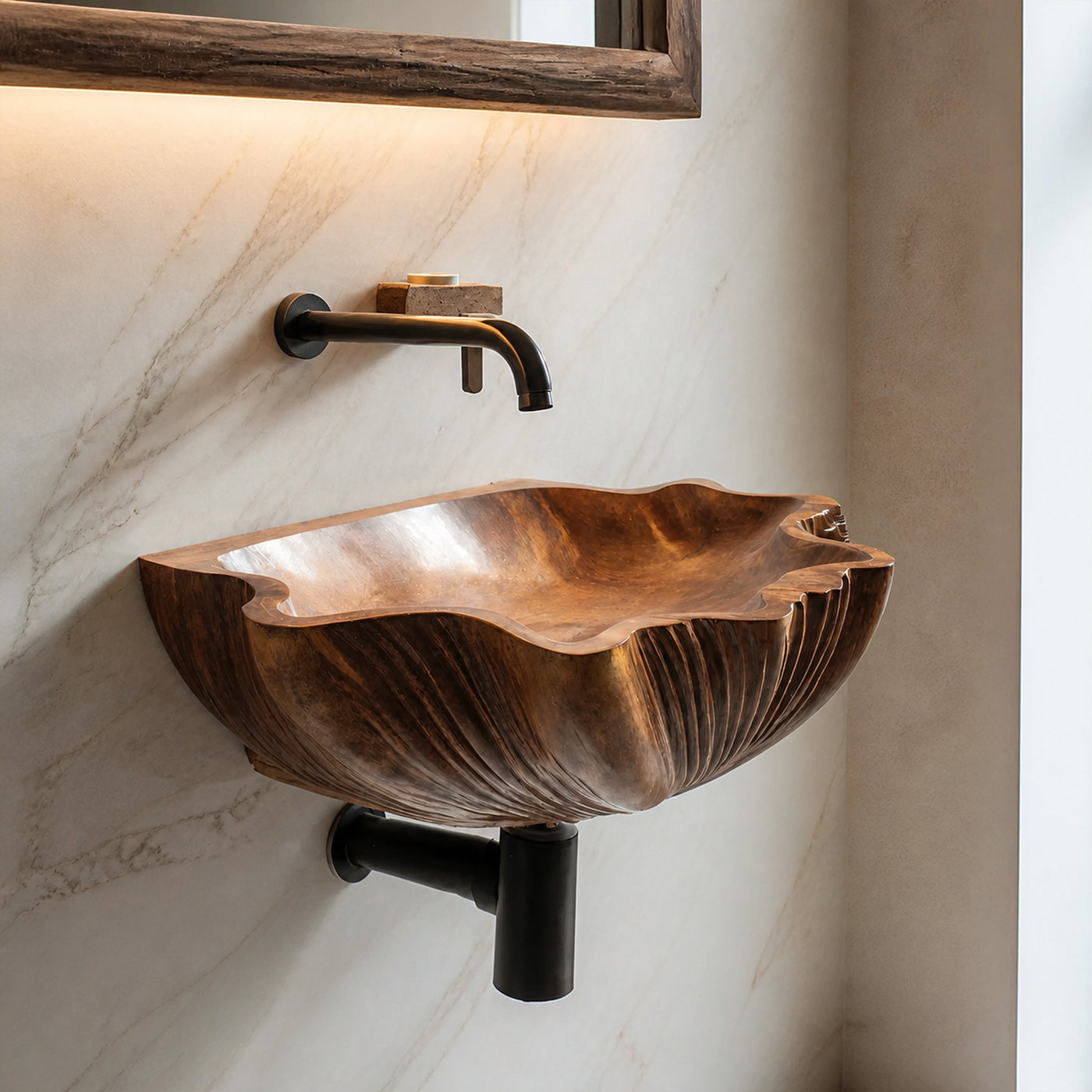 Mid Century Wooden Live Edge Wood Vanity Sink For Modern Bathroom Decor