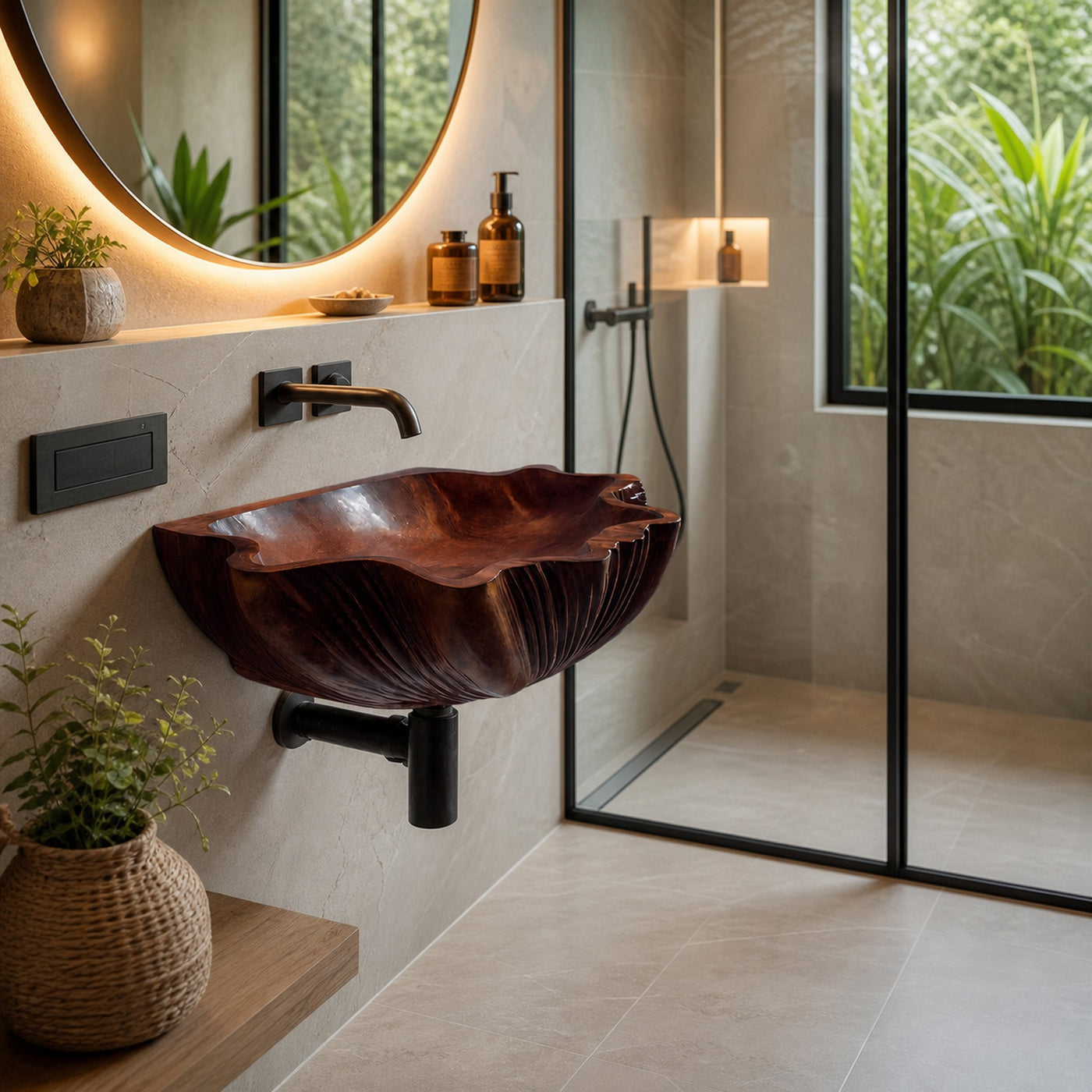 Mid Century Wooden Live Edge Wood Vanity Sink For Modern Bathroom Decor - product view 7