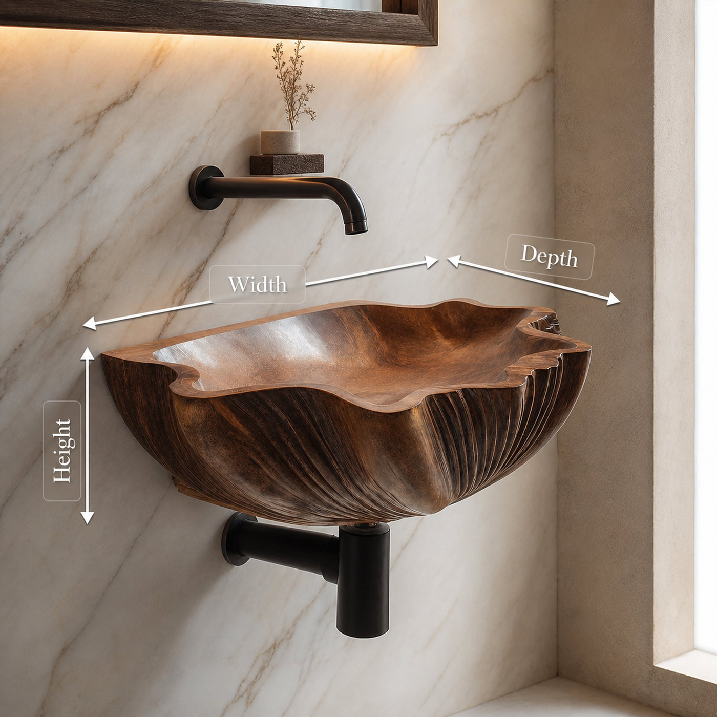 Mid Century Wooden Live Edge Wood Vanity Sink For Modern Bathroom Decor - product view 8