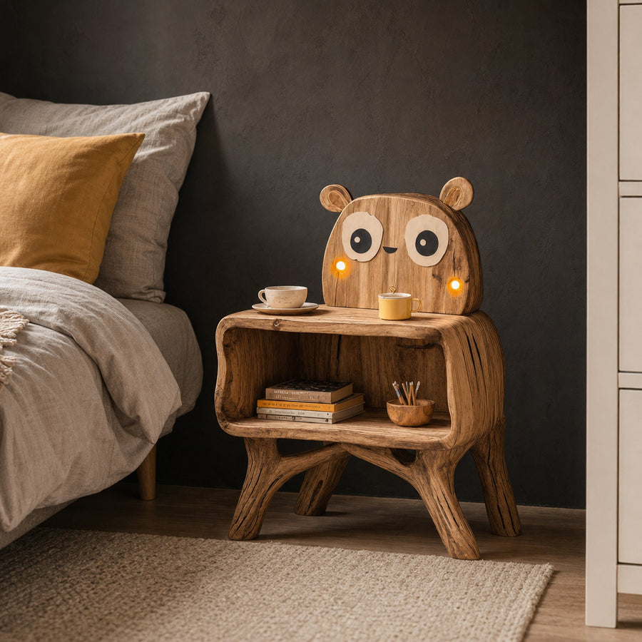 Mid Century Wooden Nightstand For Bedroom Decor