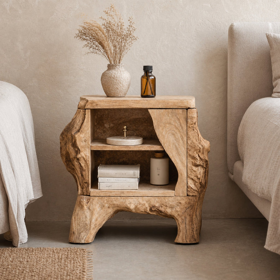 Mid Century Wooden Nightstand For Bedroom Decor