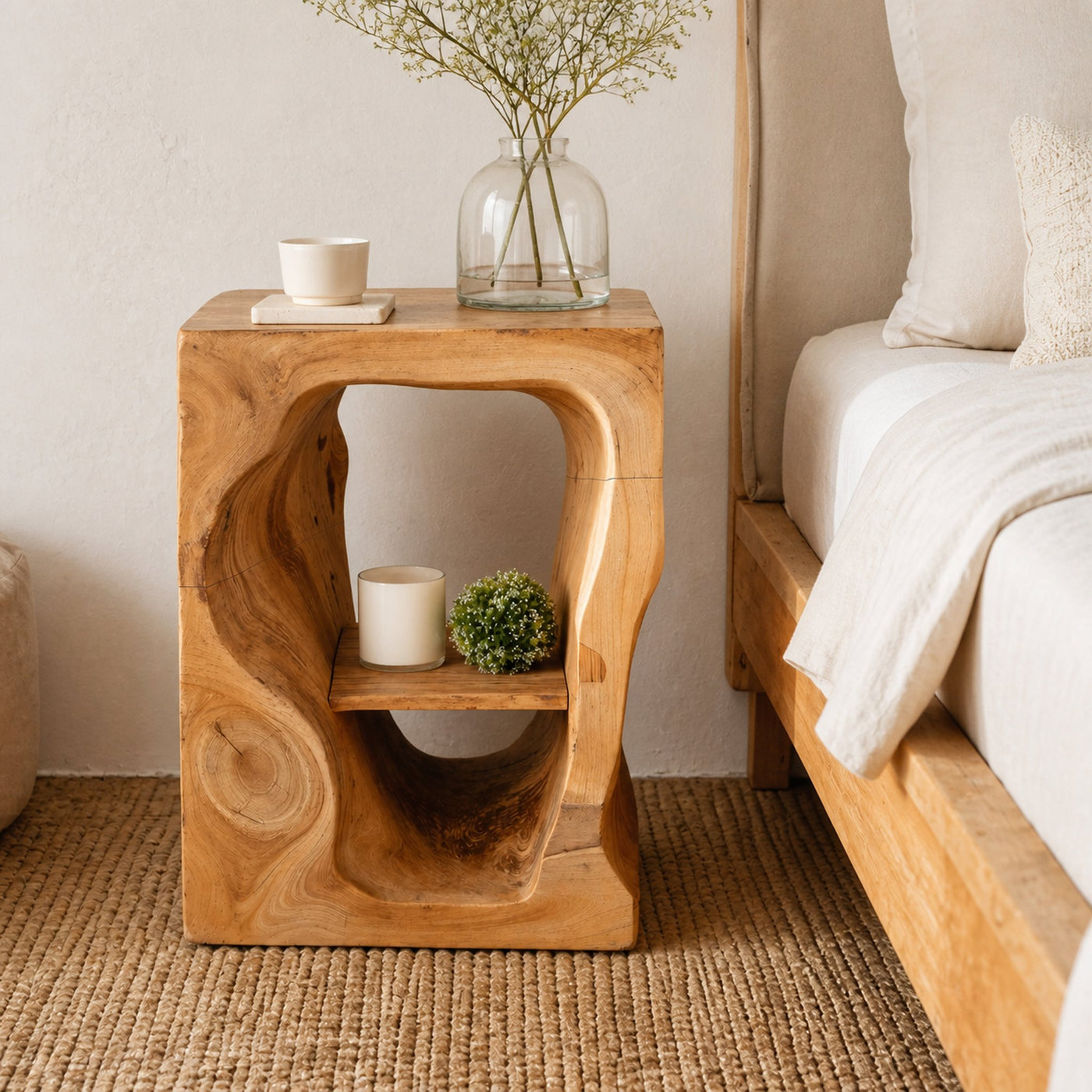 Mid Century Wooden Nightstand For Chic Bedroom Set