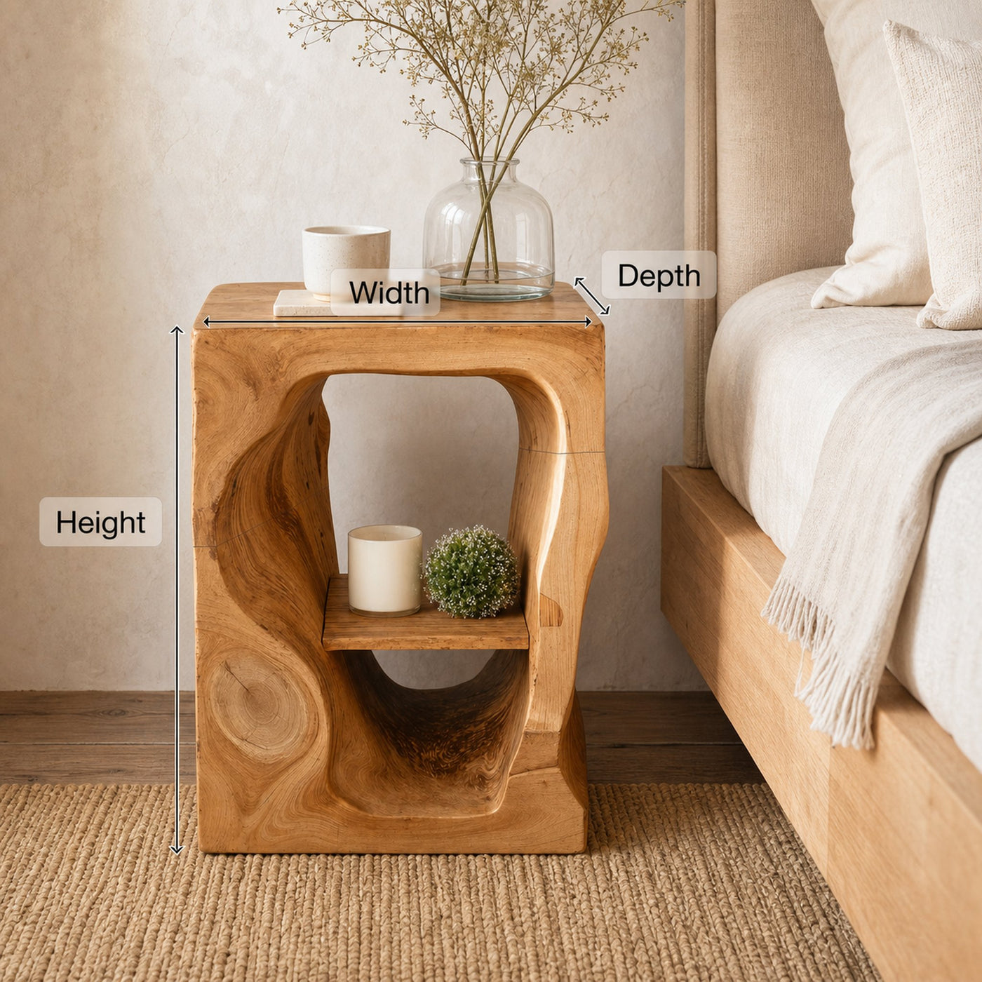 Mid Century Wooden Nightstand For Chic Bedroom Set - product view 7