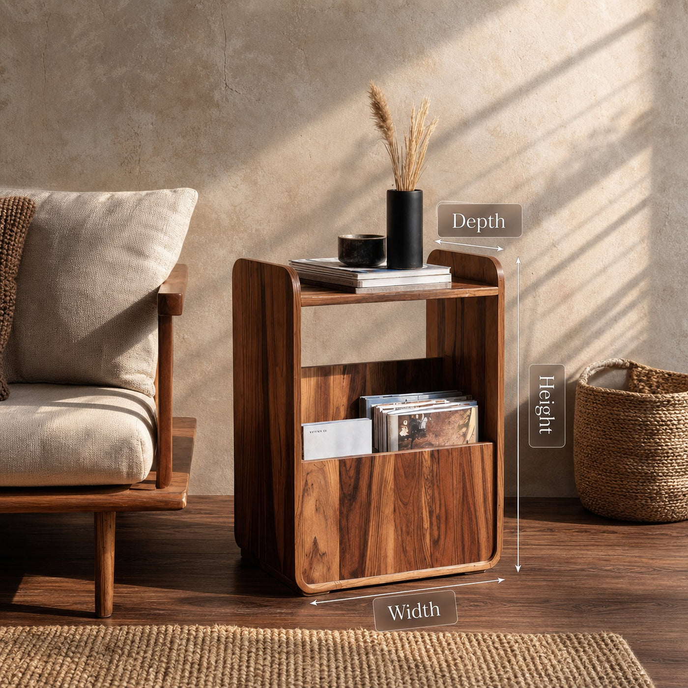 Mid Century Wooden Side Table For Living Room Furniture Decor - product view 6
