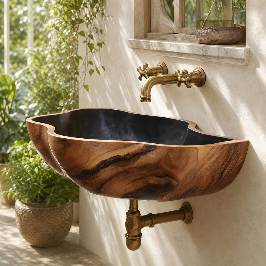 Mid Century Wooden Vanity Sink For Bathroom Decor And Furniture