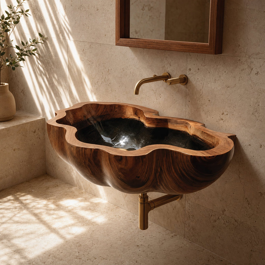 Mid Century Wooden Vanity Sink For Bathroom Furniture Decor